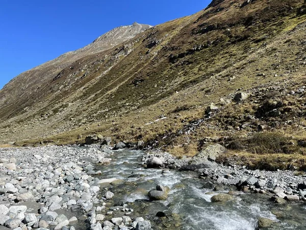 Bergbeekje Aua Grialetsch Het Prachtige Herfstdecor Van Het Alpendal Val — Stockfoto