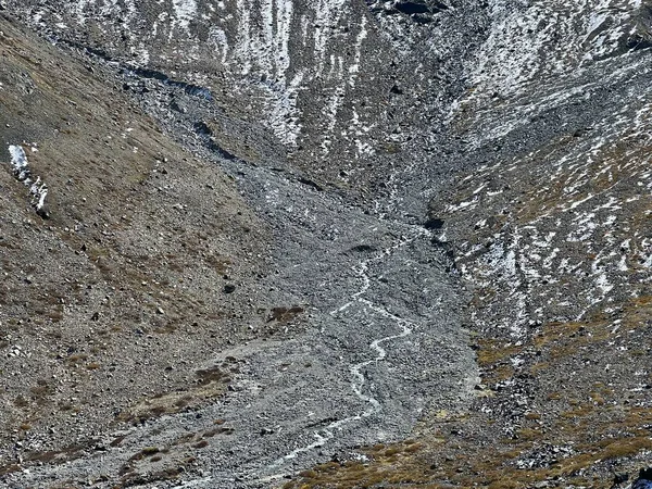 Горный Ручей Ауа Гриалеч Красивой Осенней Местности Альпийской Долины Валь — стоковое фото