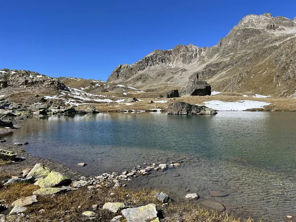 Hochalpine Seen Neben Der Hütte Chamanna Grialetsch Cas Oder Grialetsch — Stockfoto