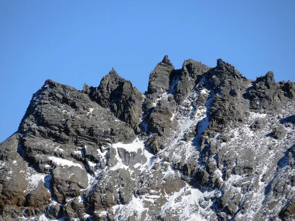 Első Őszi Sziklás Csúcsokon Albulai Alpok Hegyvidékén Fluela Fluelapass Svájci — Stock Fotó