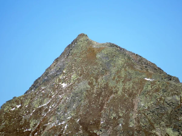 Montanha Rochosa Pico Piz Murterchoembel 2998 Maciço Dos Alpes Albula — Fotografia de Stock