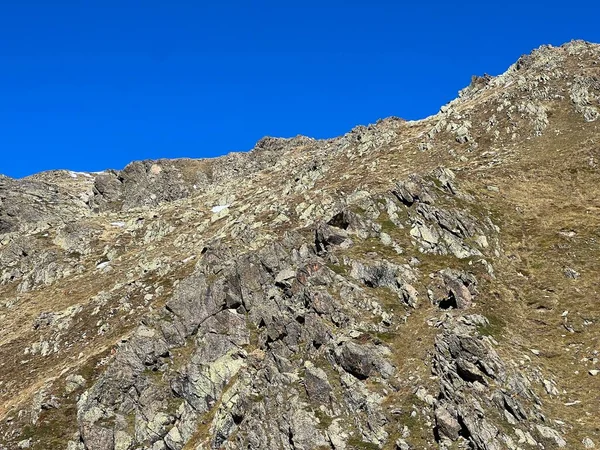 Rochers Pierres Dans Environnement Alpin Automne Des Alpes Albula Dessus — Photo