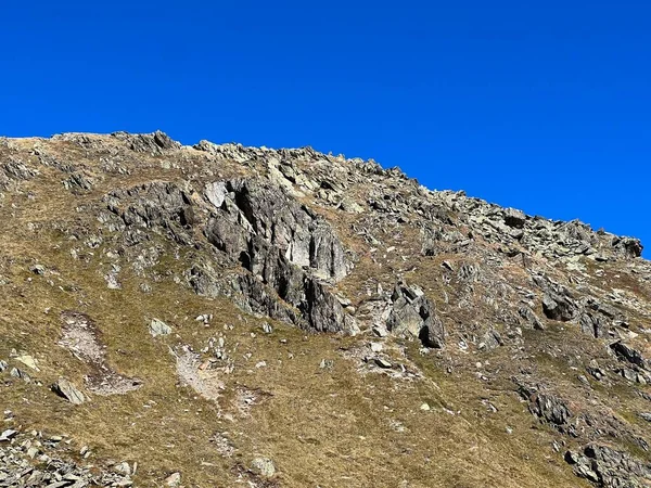 Felsen Und Steine Der Herbstlichen Alpinen Umgebung Der Albulalpen Und — Stockfoto