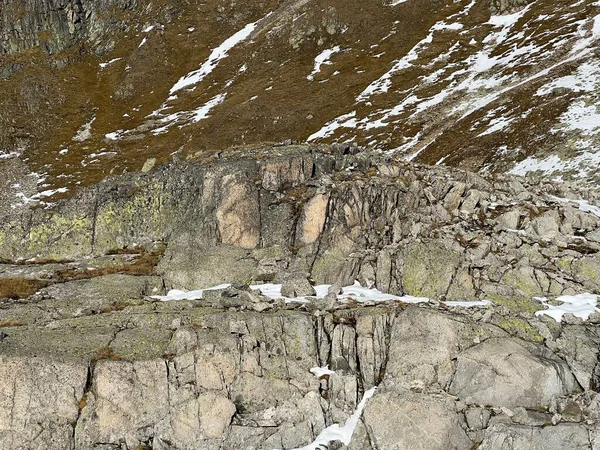 Rochers Pierres Dans Environnement Alpin Automne Des Alpes Albula Dessus — Photo