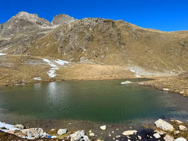 Laghi Alpini Alti Vicino Rifugio Chamanna Grialetsch Cas Grialetsch Huette — Foto Stock