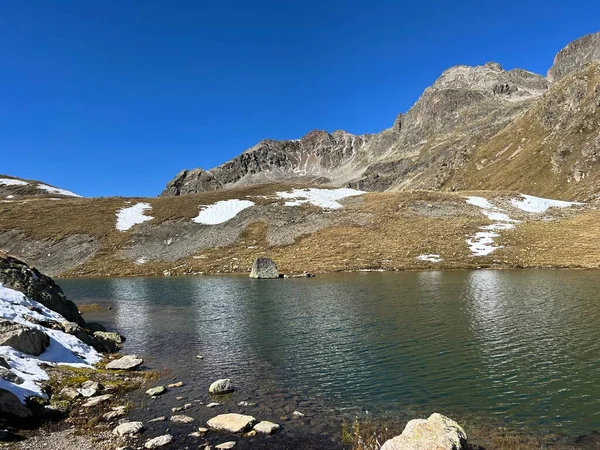 Laghi Alpini Alti Vicino Rifugio Chamanna Grialetsch Cas Grialetsch Huette — Foto Stock