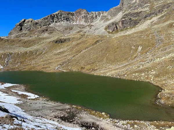 Vysoké Alpské Jezero Furggasee Furgga Lake Nebo See Furggasee Horské — Stock fotografie