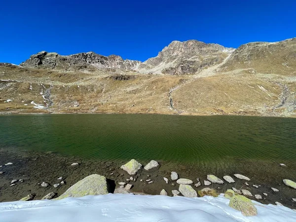Alto Lago Alpino Furggasee Lago Furgga Veja Furggasee Área Montanhosa — Fotografia de Stock