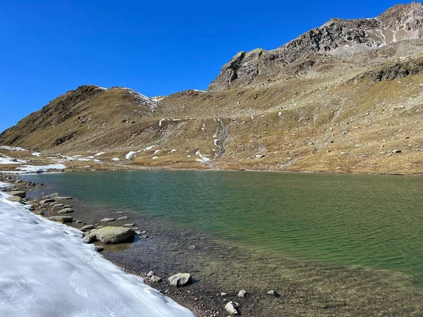 Danau Alpen Tinggi Furggasee Danau Furgga Atau Lihat Furggasee Daerah — Stok Foto