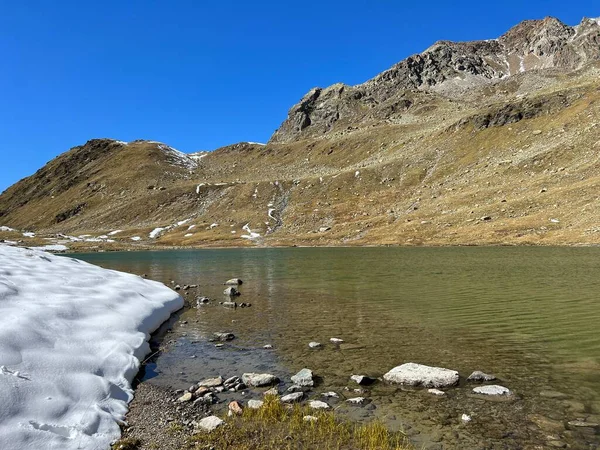 Vysoké Alpské Jezero Furggasee Furgga Lake Nebo See Furggasee Horské — Stock fotografie