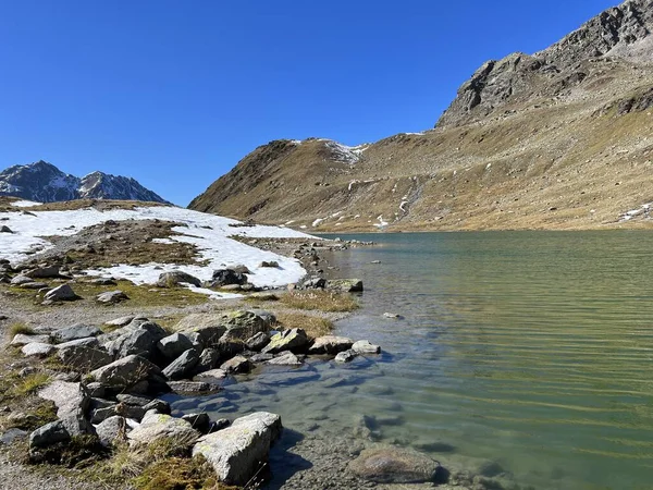 Hoge Alpiene Meer Furggasee Furgga Lake See Furggasee Het Bergachtige — Stockfoto
