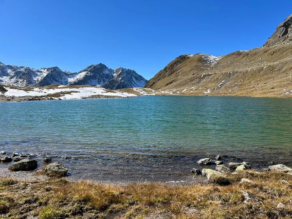 Alto Lago Alpino Furggasee Lago Furgga Veja Furggasee Área Montanhosa — Fotografia de Stock