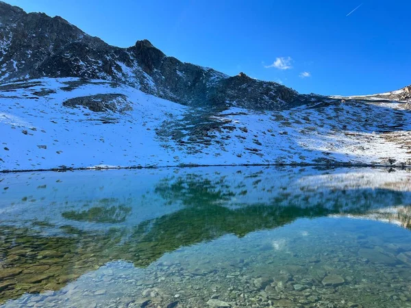 Nameless High Alpine Lakes Abula Alps Mountain Massif Swiss Road — Stock Photo, Image