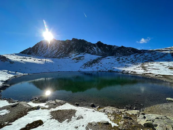 Lagos Alpinos Altos Sem Nome Maciço Montanha Abula Alps Acima — Fotografia de Stock