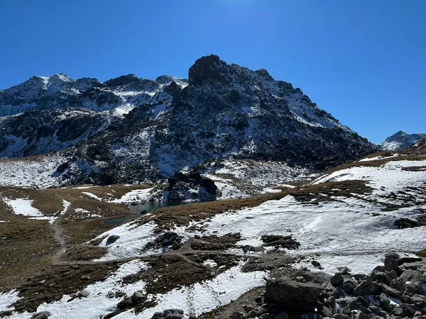 Albula Alpleri Nin Dağlık Kesimindeki Kayalık Tepelerde Dischma Alp Vadisi — Stok fotoğraf
