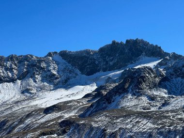 Albula Alpleri 'nin Vardet da Grialetsch buzulu üzerinde bulunan Piz Vadret (3229 m) dağ zirvesi, Zernez Kantonu, İsviçre (Kanton Graubuenden, Schweiz)