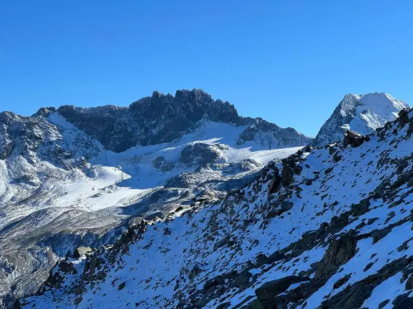 Alpina Bergstoppar Piz Vadret 3229 Och Piz Grialetsch 3130 Massivet — Stockfoto