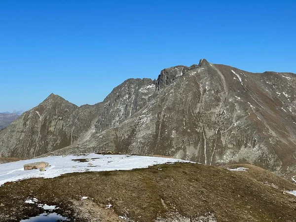 Скелясті Гірські Вершини Піц Муртароель 2881 Піц Муртерхоембел 2998 Гірському — стокове фото