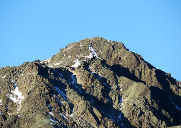 Első Sziklás Hegycsúcson Piz Champatsch 2946 Svájci Alpokban Fluela Fluelapass — Stock Fotó