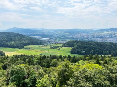 Altberg gözlem kulesindeki panorama ya da Altberg Gözlem Noktası 'ndaki manzara (Dallikon) - İsviçre (Panorama vom Aussichtsturm Altberg, Schweiz)