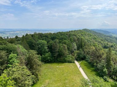 Altberg gözlem kulesindeki panorama ya da Altberg Gözlem Noktası 'ndaki manzara (Dallikon) - İsviçre (Panorama vom Aussichtsturm Altberg, Schweiz)