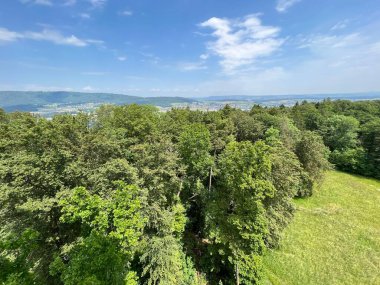 Altberg gözlem kulesindeki panorama ya da Altberg Gözlem Noktası 'ndaki manzara (Dallikon) - İsviçre (Panorama vom Aussichtsturm Altberg, Schweiz)