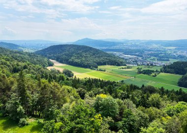 Altberg gözlem kulesindeki panorama ya da Altberg Gözlem Noktası 'ndaki manzara (Dallikon) - İsviçre (Panorama vom Aussichtsturm Altberg, Schweiz)