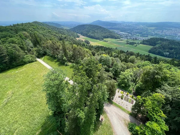 Panorama Vom Aussichtsturm Altberg Oder Landschaft Vom Aussichtspunkt Altberg Daellikon — Stockfoto