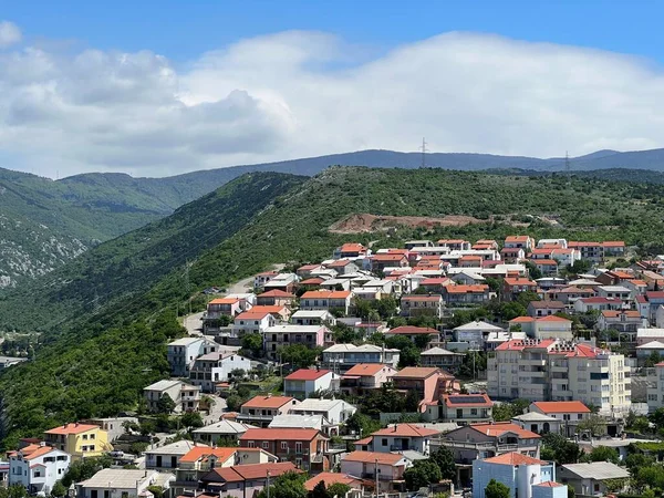 View Town Senj Kvarner Bay Residential Houses Slopes Velebit Nehaj — Stock Photo, Image