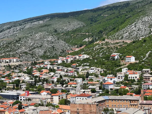 View Town Senj Kvarner Bay Residential Houses Slopes Velebit Nehaj — Stock Photo, Image