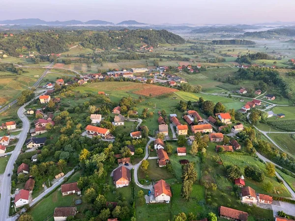 크로아티아 Zagorje 이상의 파노라마 Zagorje 언덕의 크로아티아 크로아티아 Panoramski는 — 스톡 사진