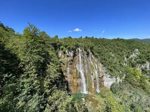 Stora Vattenfall Eller Vattenfall Plitvica Plitvicesjöarnas Nationalpark Unesco Naturarv Kroatien — Stockfoto