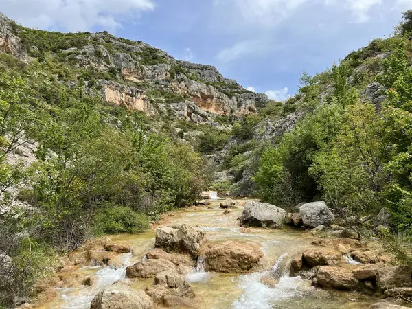 Przun tepesinin eteğindeki engebeli bir kanyonda Bijela voda ya da Bijeli Nehri - Hırvatistan (Rijeka Bijela voda ili Bijeli potok u krsevitom kanjonu podno brda Przun - Hrvatska)