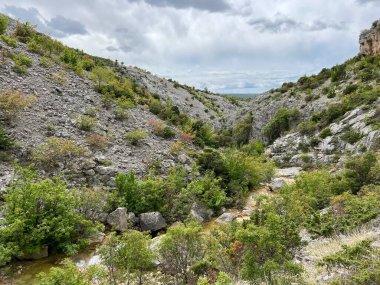 Bijela voda dere kanyonu veya Bijela nehir karst kanyonu, Karin Gornji - Hırvatistan (Kanjon potoka Bijela voda ili krski kanjon Bijela rijeka, Karin Gornji - Hrvatska)