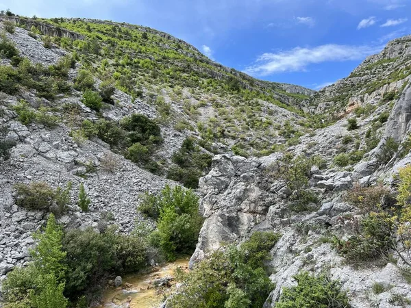 Bijela voda dere kanyonu veya Bijela nehir karst kanyonu, Karin Gornji - Hırvatistan (Kanjon potoka Bijela voda ili krski kanjon Bijela rijeka, Karin Gornji - Hrvatska)