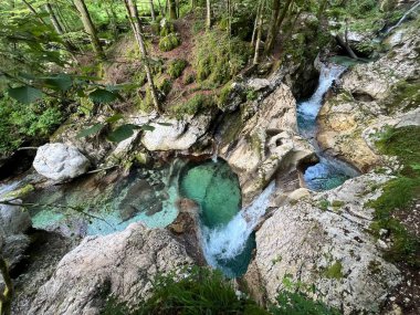 Lepenca deresi (Bovec, Slovenya) - Der Sunik-Wasserhain oder Wasserfaelle am Bach Lepenca (Slowenien) - Sunikov vodni gaj v Lepeni (Slovenija))