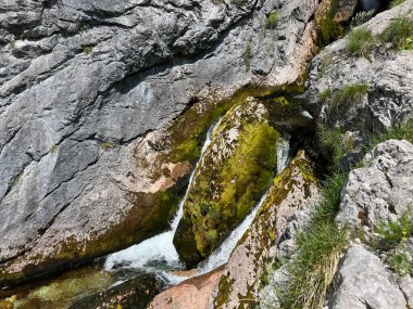 Soca Nehri 'nin kaynağı (Triglav Ulusal Parkı, Slovenya) - Der Lauf des Flusses Soca unmittelbar nach seiner Quelle (Nationalpark Triglav, Slowenien)