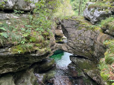 Virje şelalesinin üzerindeki Glijun nehri (Bovec, Slovenya) - Der Glijun-Bach oberhalb des Virje-Wasserfalls oder das Bett des Gljun-Bachs (Slowenien))