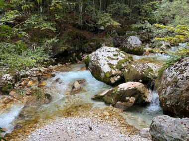 Moznica vadileri veya Nemclja kanyonu (Triglav Ulusal Parkı, Slovenya) - Moznica Troege oder Nemclja Flussbett, Bovec (Triglav-Nationalpark, Slowenien) - Klanac Moznice Moznice ali Korita Nemclje (Narodni parkı Triglav)