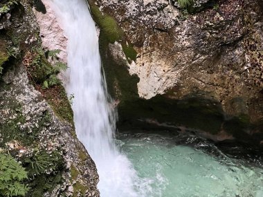 Moznica vadileri veya Nemclja kanyonu (Triglav Ulusal Parkı, Slovenya) - Moznica Troege oder Nemclja Flussbett, Bovec (Triglav-Nationalpark, Slowenien) - Klanac Moznice Moznice ali Korita Nemclje (Narodni parkı Triglav)