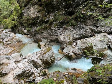 Moznica vadileri veya Nemclja kanyonu (Triglav Ulusal Parkı, Slovenya) - Moznica Troege oder Nemclja Flussbett, Bovec (Triglav-Nationalpark, Slowenien) - Klanac Moznice Moznice ali Korita Nemclje (Narodni parkı Triglav)