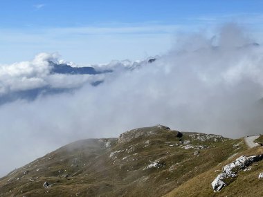 Mangart 'ın Julian Alpleri, Strmec na Predelu (Triglav Ulusal Parkı, Slovenya) çevresindeki otlaklar - Almen rund um den Mangart-Gipfel in den Julischen Alpen (Triglav-Nationalpark, Slowenien)