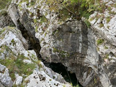 The Great Soca Gorge (Triglav Ulusal Parkı, Slovenya) - Grosse Soca-Schlucht oder Grosse Soca-Troege, Nationalpark Triglav (Grosse Soca-Troege, Slowenien) - Velika korita Soce (Triglavski narodni parkı, Slovenija)