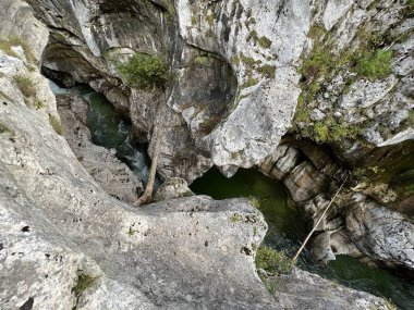 The Great Soca Gorge (Triglav Ulusal Parkı, Slovenya) - Grosse Soca-Schlucht oder Grosse Soca-Troege, Nationalpark Triglav (Grosse Soca-Troege, Slowenien) - Velika korita Soce (Triglavski narodni parkı, Slovenija)
