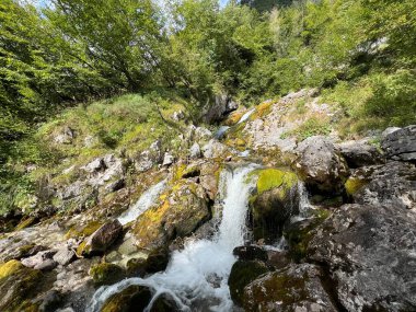 Soca, Trenta (Triglav Milli Parkı, Slovenya) - Wasserfaelle und Kaskaden unter der Quelle des Flusses Soca, Trenta (Triglav-Nationalpark, Slowenien))