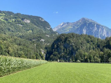 Bernese Dağları 'ndaki Haslital' ın geniş ve pitoresk alp vadisi - Meiringen, İsviçre (Das weitlaeufige und malerische Alpental Haslital im Berner Oberland - Meiringen, Schweiz)