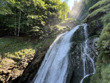 Gleichnamigen Naturpark und ueber dem Brienzersee 'deki Giessbach Şelalesi ve Brienz Gölü üzerinde (Schweiz)