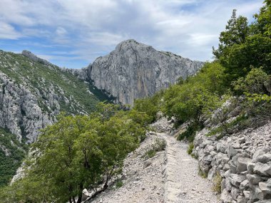 Velika Paklenica kanyonu, Starigrad (Paklenica Ulusal Parkı, Hırvatistan) - Bergsteiger in der Schlucht Velika Paklenica, Starigrad (Nationalpark Paklenica) - Planinarske staze u kanjonu Velike Paklenice