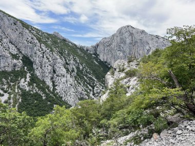 Velika Paklenica kanyonundaki Anica kuk uçurumu, Starigrad (Paklenica Ulusal Parkı, Hırvatistan) - Alpinistenfelsen Anica kuk oder Anica kuk-Klippe in der Schlucht Velika Paklenica, Starigrad (Nationalpark Paklenica, Kroatien))