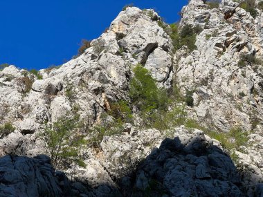 Mala Paklenica kanyonu, Seline (Paklenica Ulusal Parkı, Hırvatistan) - Kalksteinfelsen in der Schlucht Mala Paklenica, Seline (Nationalpark Paklenica, Kroatien) - Vapnenacke stijene u kanjonu Erkek Paklenice, Seline (Hrvatska)